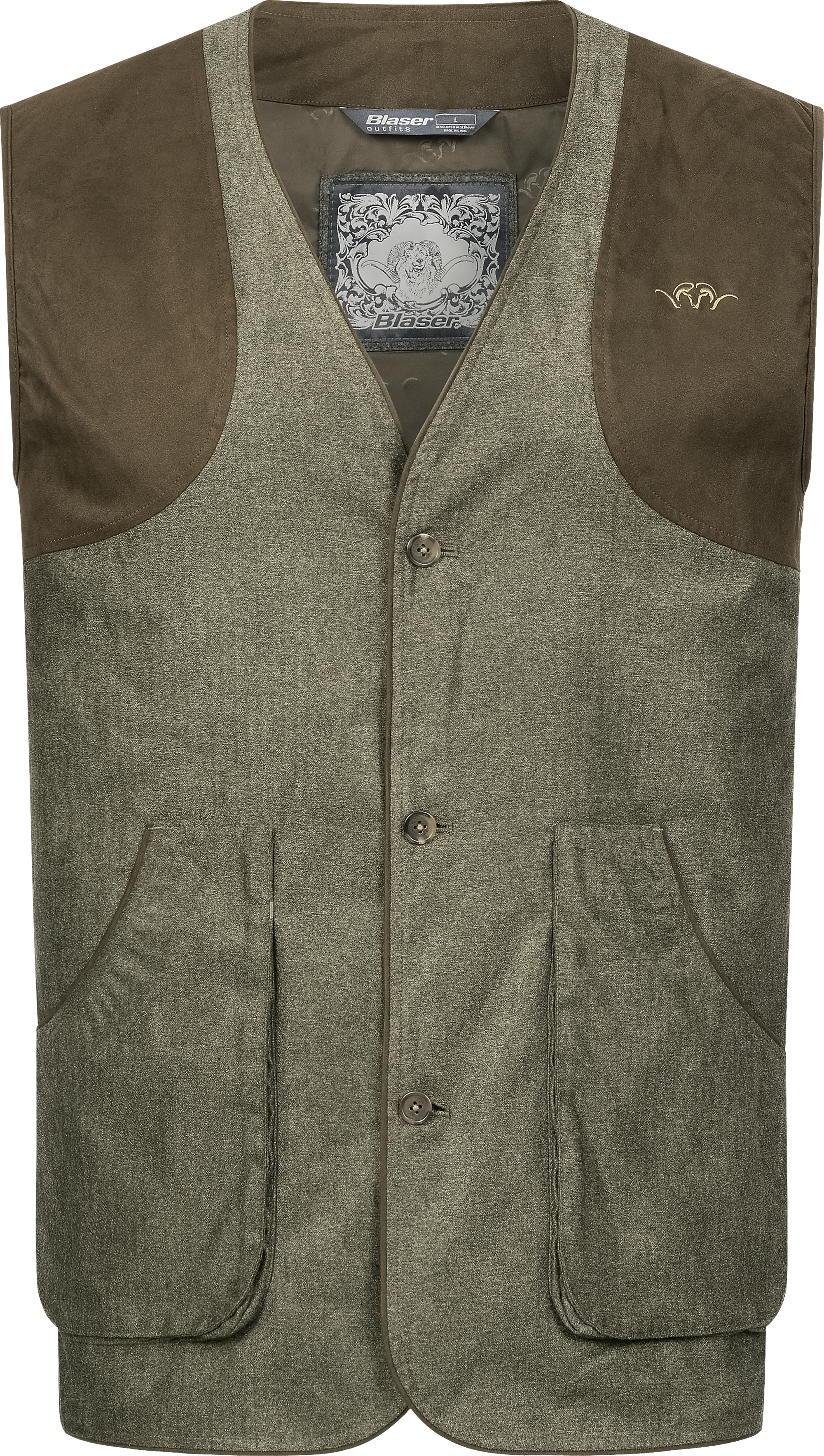 Herren VINTAGE Wing Weste olive mélange/schwarz