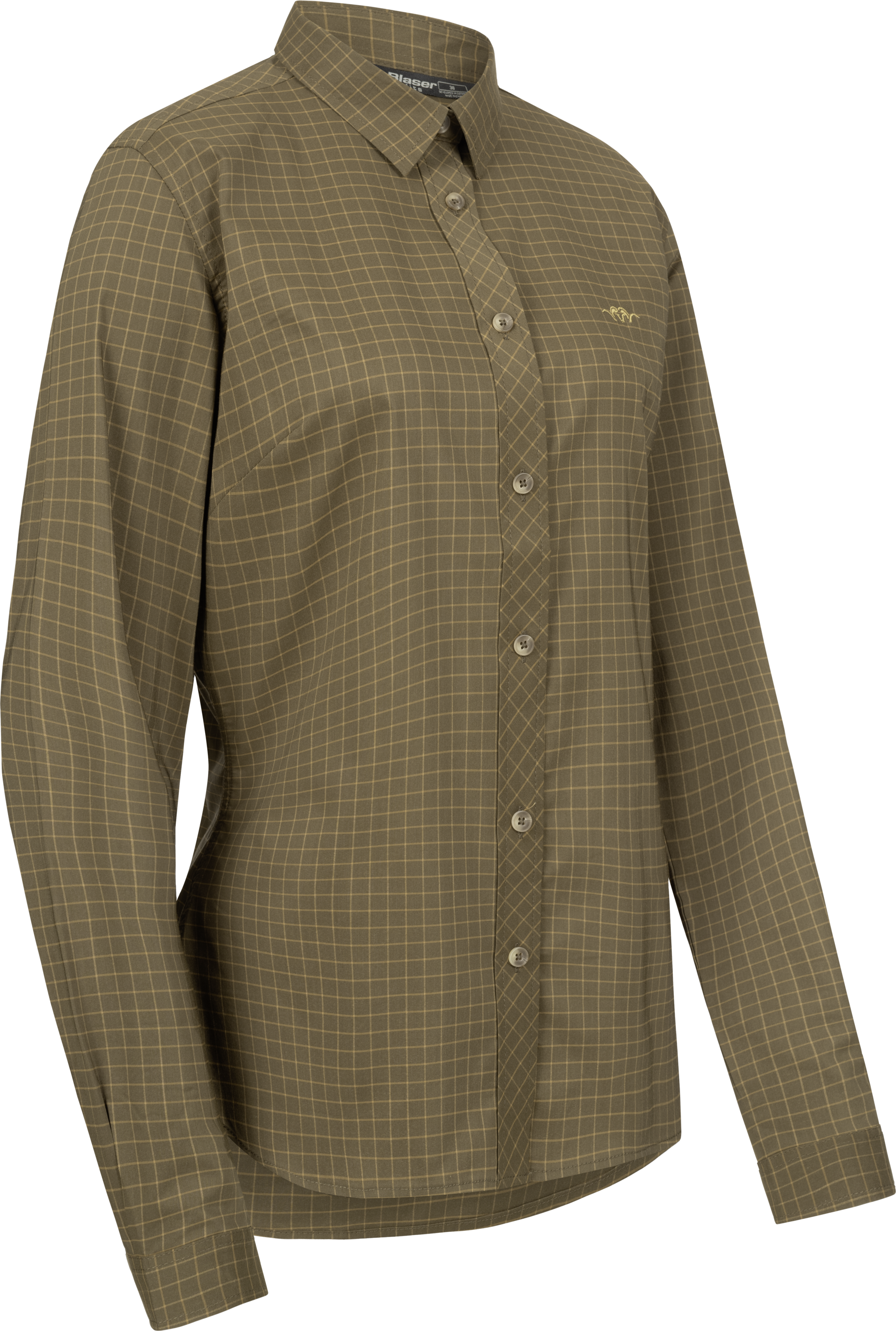 Damen Stretch Bluse Sergia dunkel oliv kariert